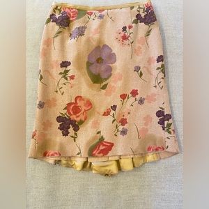 ETCETERA SIZE 6 FLORAL WOOL BLEND LINED MIDI SKIRT